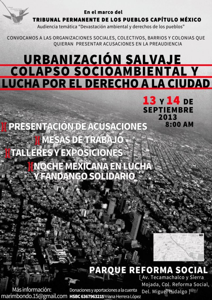 Cartel Preaudiencia Urbanización salvaje, colapso socioambiental y lucha por el derecho a la ciudad